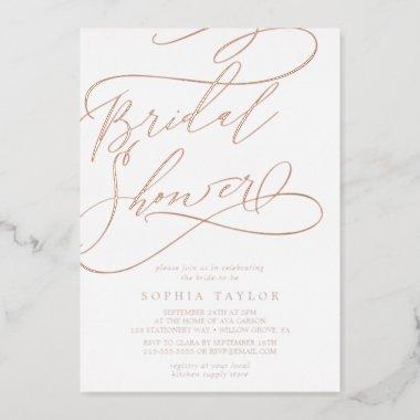 Romantic Rose Gold Foil Calligraphy Bridal Shower Foil Invitations