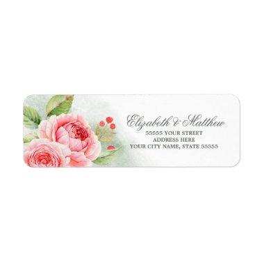 Romantic Rose Watercolor Wedding return address Label