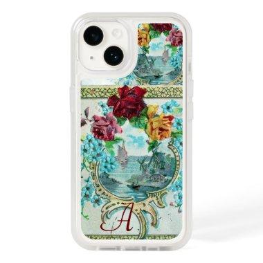 ROMANTIC ROSES WITH ANTIQUE SEASCAPE MONOGRAM  OtterBox iPhone 14 CASE