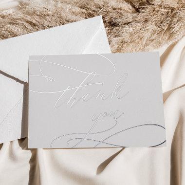 Romantic Silver Foil | Gray Wedding Thank You Invitations