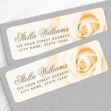 Romantic soft cream ivory rose return address label