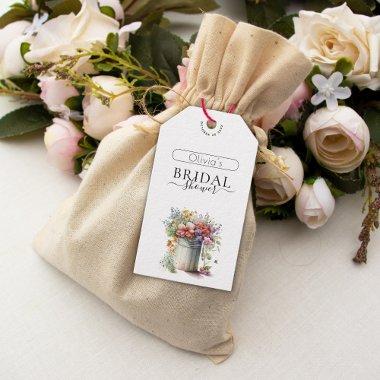 Romantic Spring Flowers Vase Bridal Shower Gift Tags