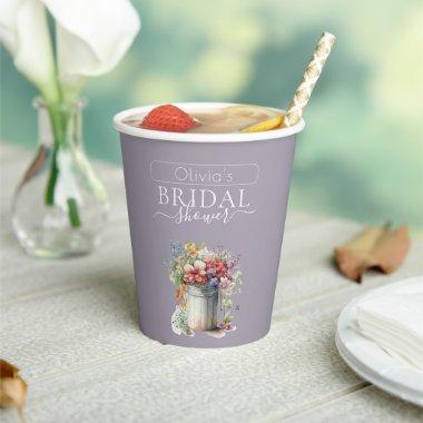 Romantic Spring Flowers Vase Bridal Shower Paper Cups
