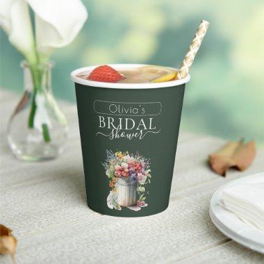 Romantic Spring Flowers Vase Bridal Shower Paper Cups