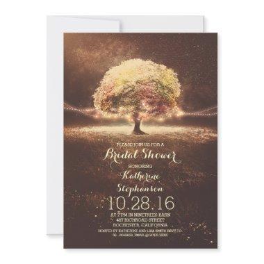 romantic string lights tree fall bridal shower Invitations