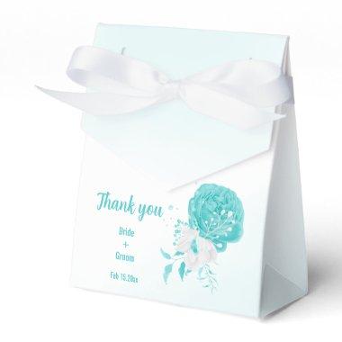 romantic turquoise flowers wedding favor boxes