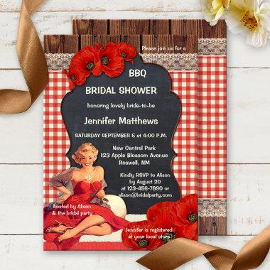 Romantic Vintage BBQ Bridal Shower Invitations