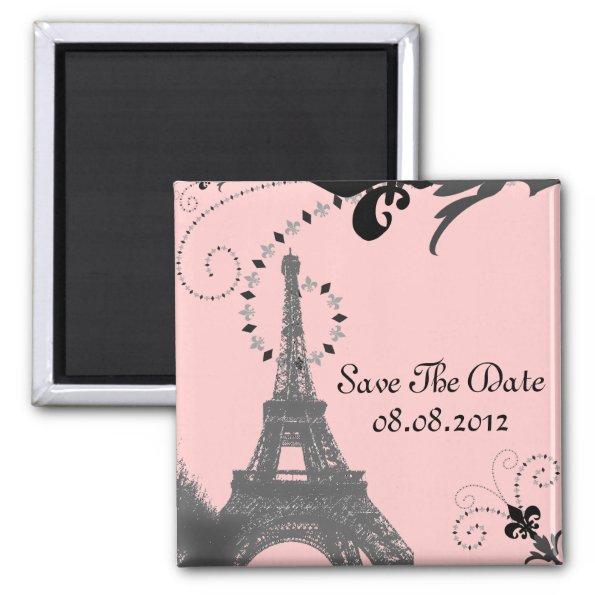 Romantic Vintage eiffel tower Paris Wedding Magnet