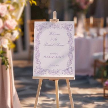 Romantic Vintage Purple Bridal Shower Welcome Sign