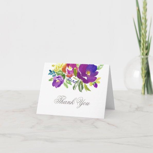 Romantic Violet Floral Thank You Invitations