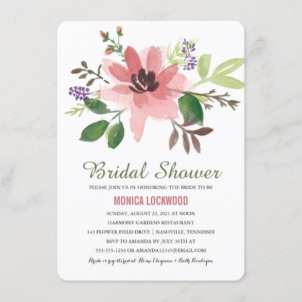 Romantic Watercolor Flowers | Bridal Shower Invitations