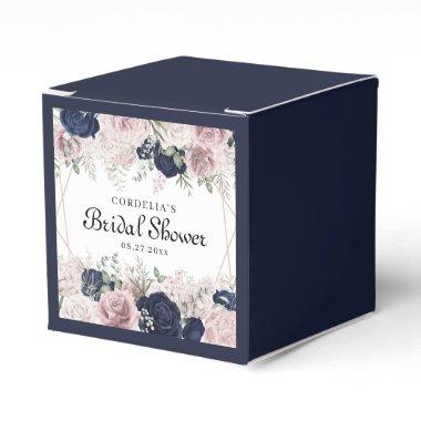 Romantic Watercolor Pink Roses Blue Bridal Shower Favor Boxes