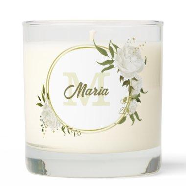 romantic white flowers greenery wedding scented candle