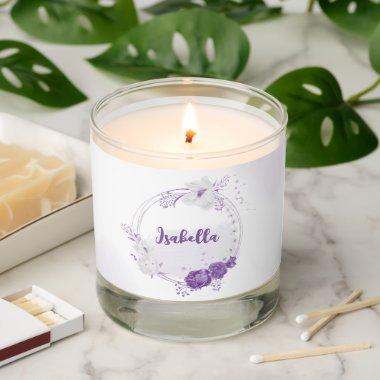 romantic white purple botanical scented candle