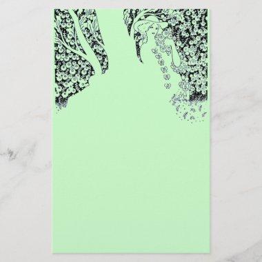 ROMANTIC WOMAN,ROSES AND NATURE Black Green Stationery