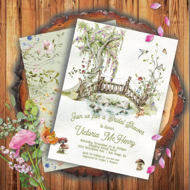 Romantic Woodland Bridge Wildflower Bridal Shower Invitations