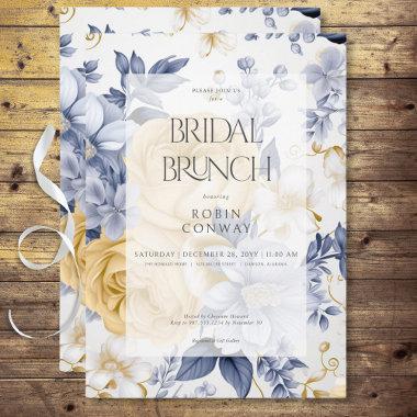 Romantic Yellow Blue & White Floral Bridal Brunch Invitations