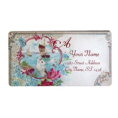 ROMANTICA,DOVE,FLORAL BEACH WEDDING MONOGRAM White Label