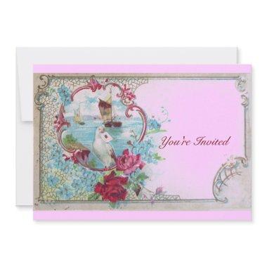 ROMANTICA,Elegant Classy Wedding Party, pink blue Invitations