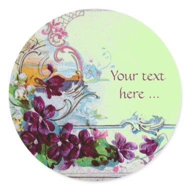 ROMANTICA /ELEGANT FLORAL /PANSIES AND SNOWDROPS CLASSIC ROUND STICKER