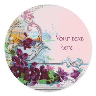 ROMANTICA /ELEGANT FLORAL /PANSIES,SNOWDROPS Pink Classic Round Sticker