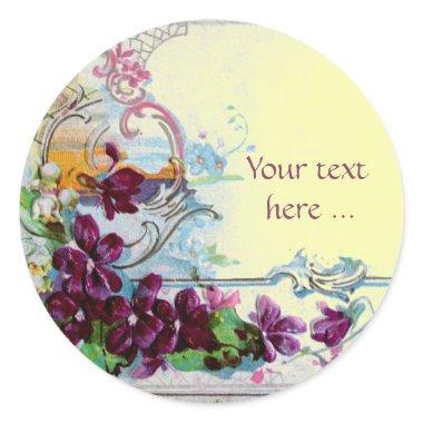 ROMANTICA /ELEGANT FLORAL/PANSIES,SNOWDROPS Yellow Classic Round Sticker