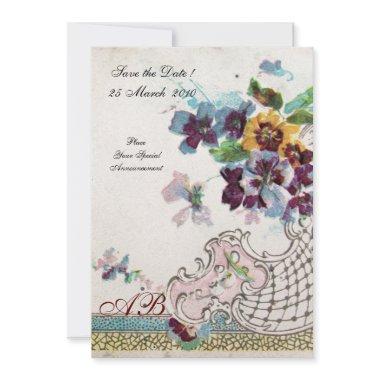 ROMANTICA Floral Blue Pink White Wedding Monogram