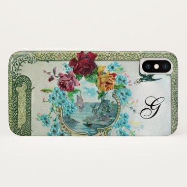 ROMANTICA FLORAL MONOGRAM ROSES AND FLYING BIRD iPhone X CASE