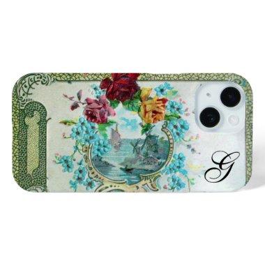 ROMANTICA FLORAL MONOGRAM ROSES AND FLYING BIRD iPhone 15 CASE