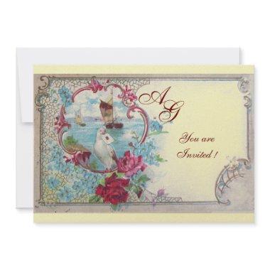 ROMANTICA MONOGRAM, red blue pink white champagne
