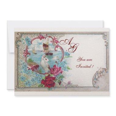 ROMANTICA MONOGRAM, red blue pink yellow gold
