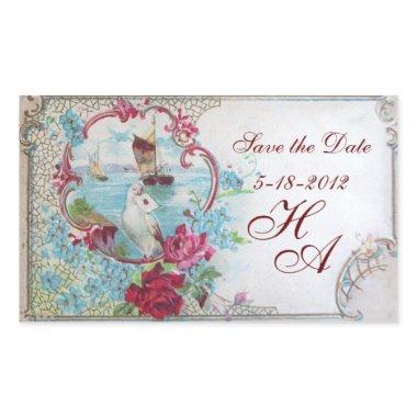 ROMANTICA MONOGRAM,Save the Date Rectangular Sticker