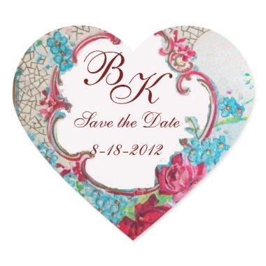 ROMANTICA MONOGRAM,Save the Date,white heart Heart Sticker