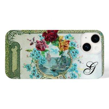 ROMANTICA Red Roses,Seascape Floral Monogram Case-Mate iPhone 14 Case