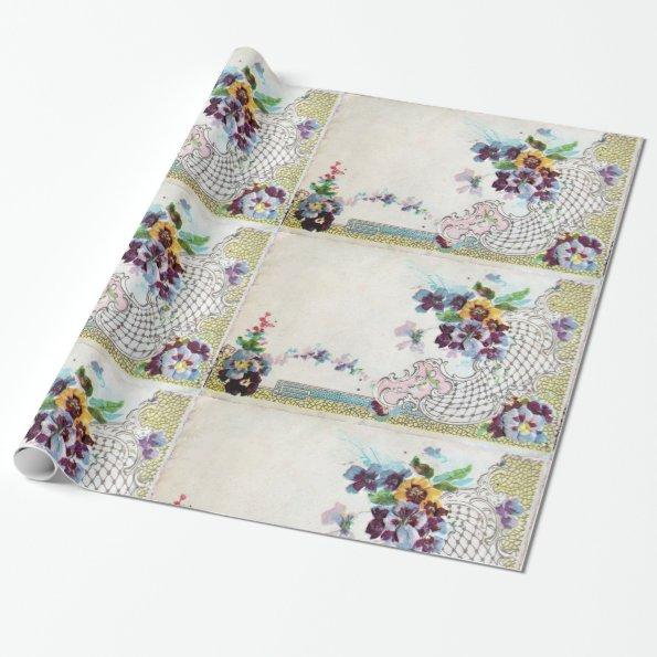 ROMANTİCA / Romantic Floral, Elegant Flower Basket Wrapping Paper