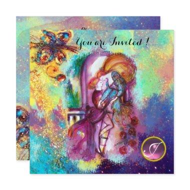 ROMEO AND JULIET Floral Blue Gold Sparkles