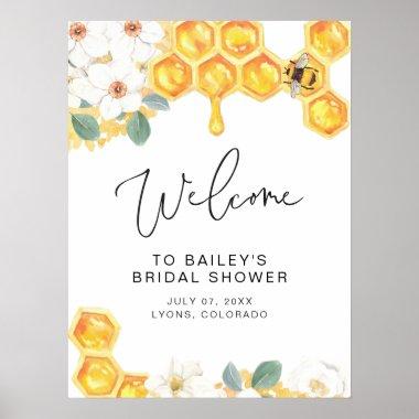 ROMY Rustic White Floral Bumble Bee Bridal Shower Poster