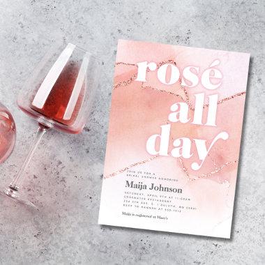 Rosé All Day Bridal Shower Invitations