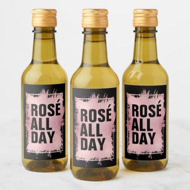 ROSÉ ALL DAY Faux Foil on Black Mini Wine Label