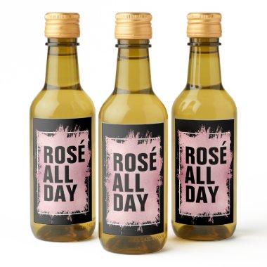 ROSÉ ALL DAY Faux Foil on Black Mini Wine Label