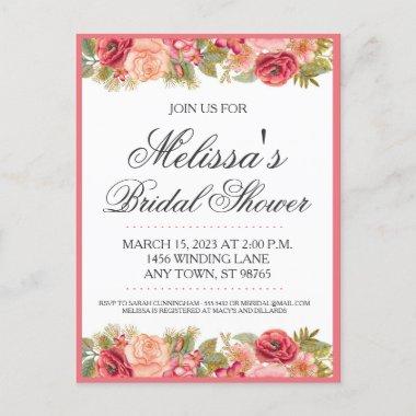 Rose and Gold Floral Bridal Shower Invitation PostInvitations
