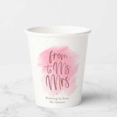 Rose and Gold Ms to Mrs Bridal Shower Paper Cups