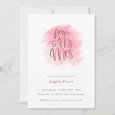 Rose and Gold Ms to Mrs Calligraphy Bridal Shower Invitations