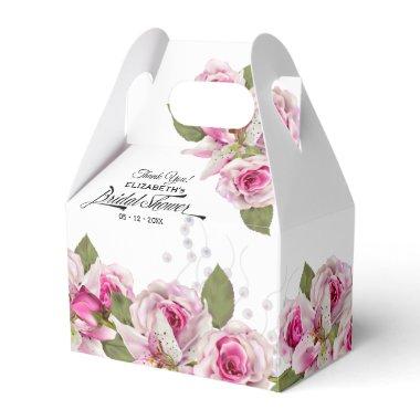 Rose and Lily Pink Bridal Shower Favor Boxes