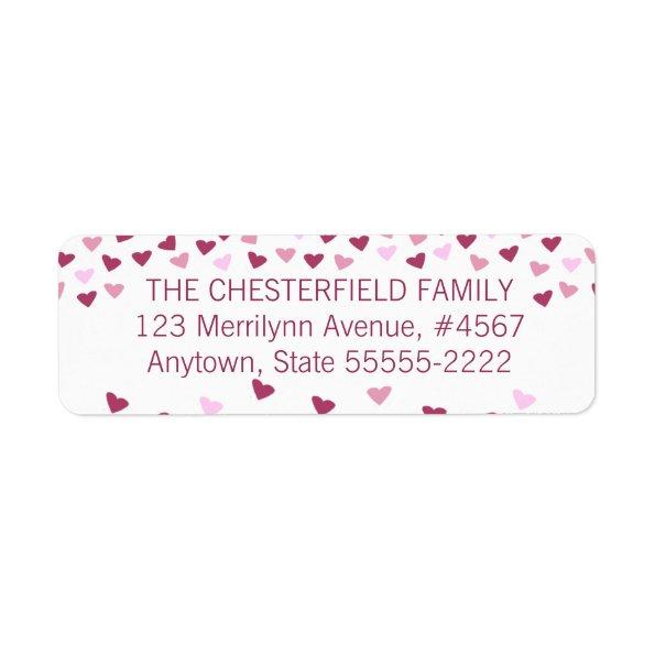 Rose and Pink Hearts Border Label