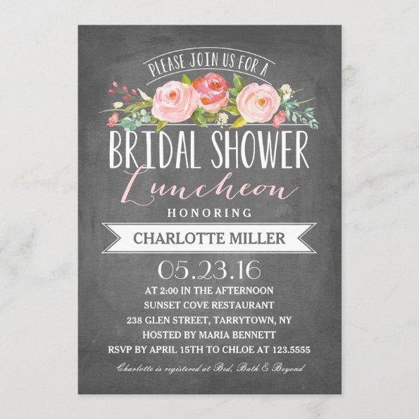 Rose Banner Luncheon Bridal Shower Invitations