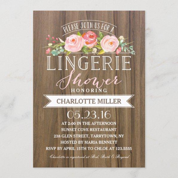 Rose Banner Rustic | Lingerie Shower Invitations
