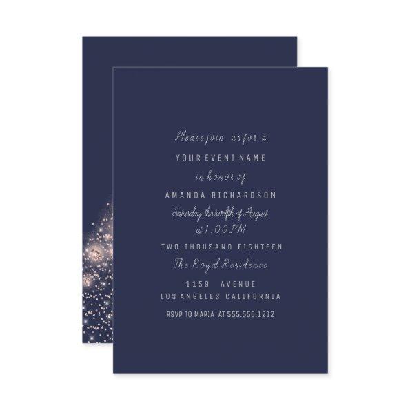 Rose Blue Navy Spark  Birthday 16th