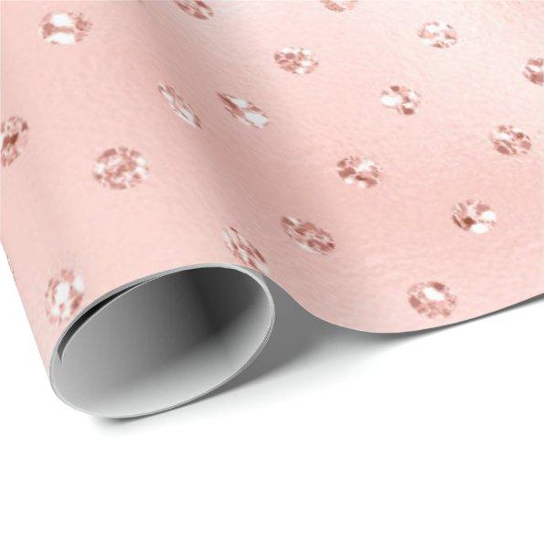 Rose Blush Beauty Pink Crystals Swarovski Dots Wrapping Paper