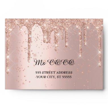 Rose Blush Confetti Wedding Bridal Corporate Drips Envelope